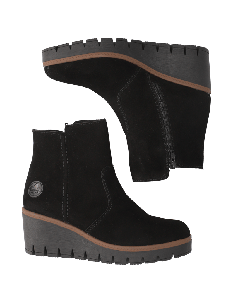 Rieker-Veloursleder-Stiefelette-schwarz