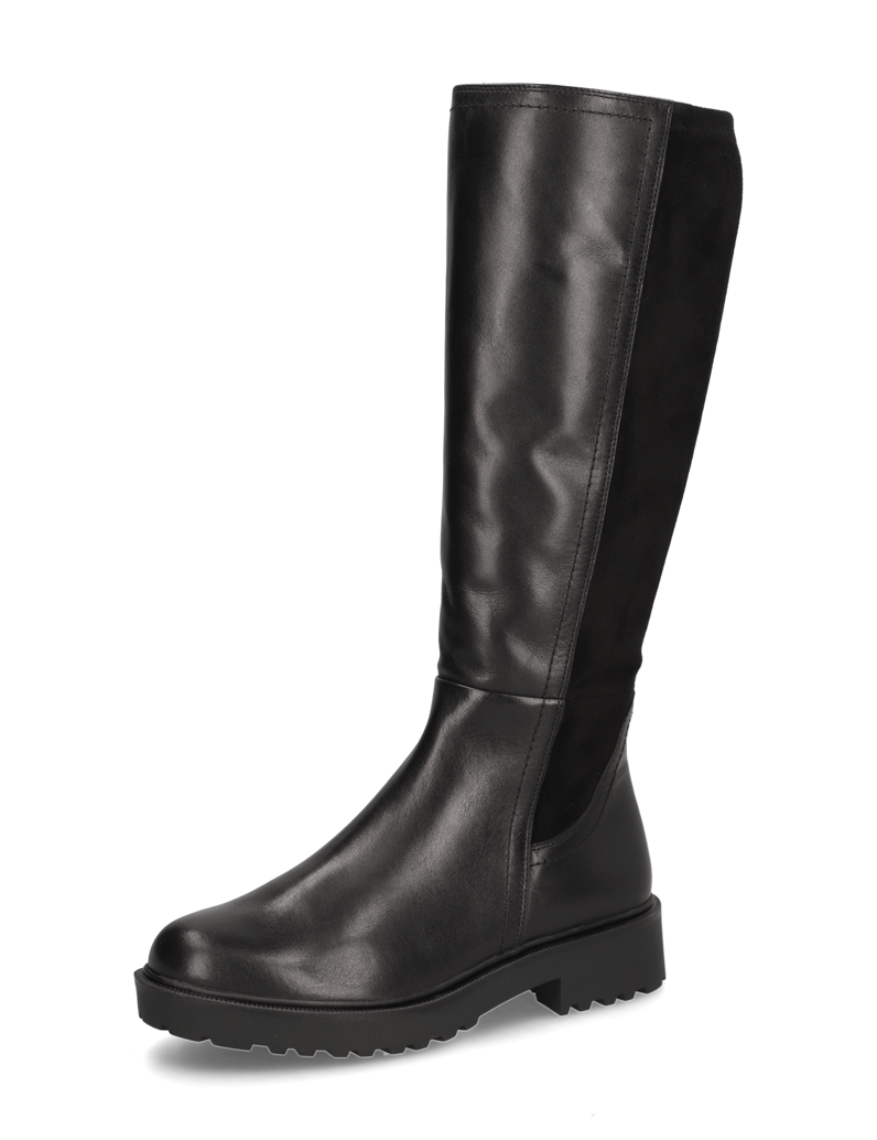 DELKA-kombinace-kůže-kozačky-černá