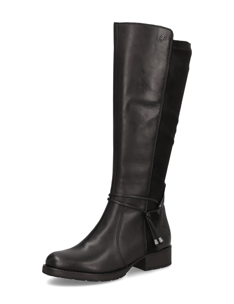 Rieker-kombinace-kůže-kozačky-černá