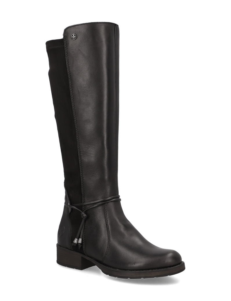 Rieker-kombinace-kůže-kozačky-černá