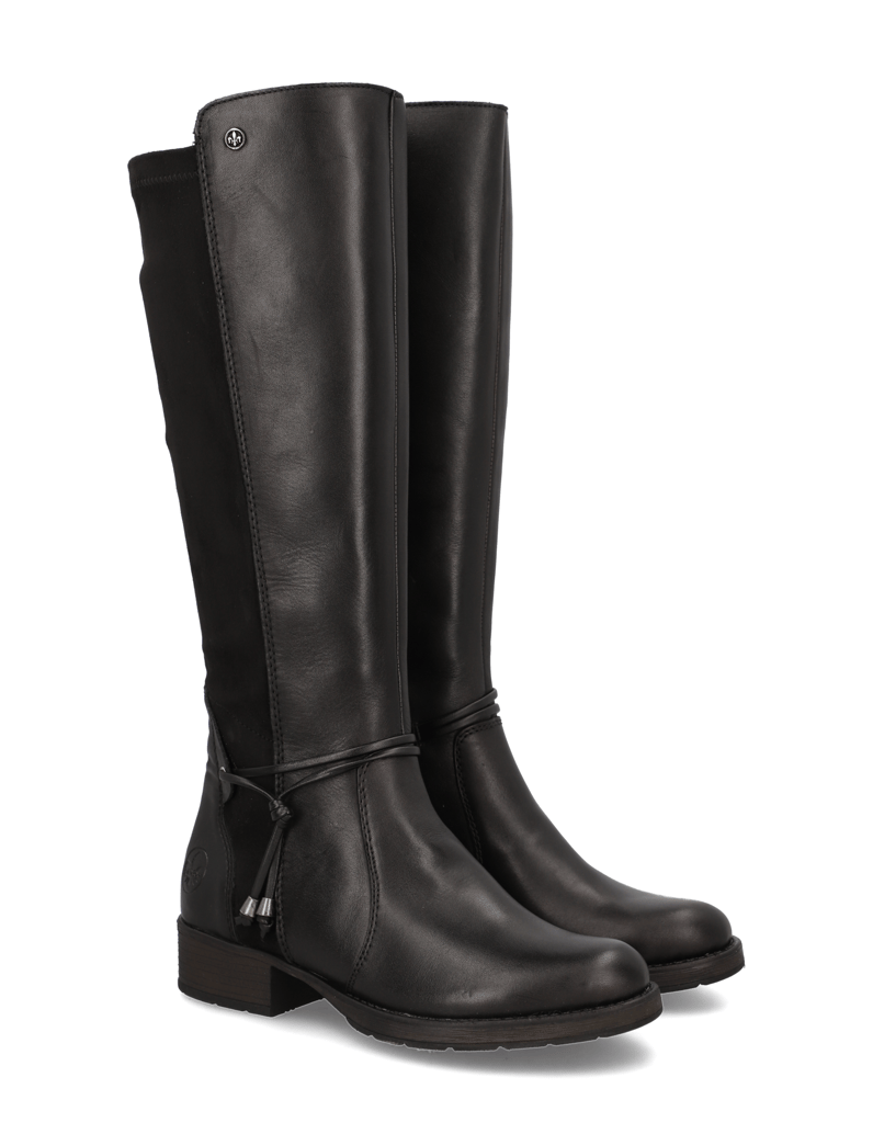 Rieker-kombinace-kůže-kozačky-černá