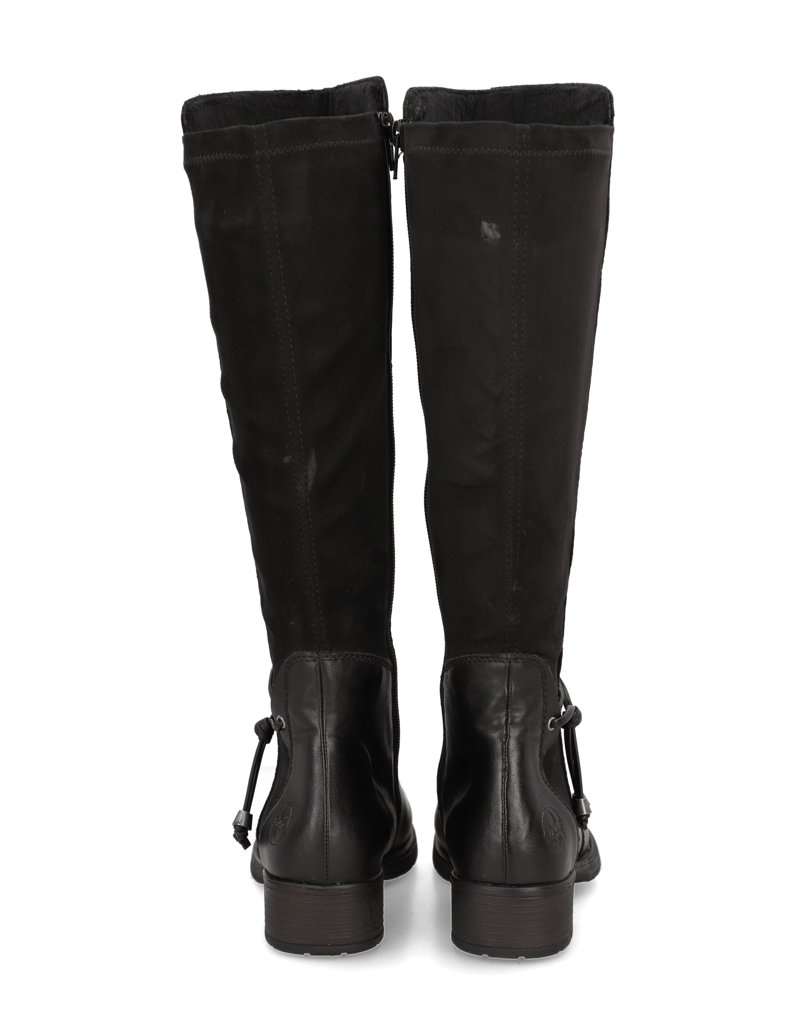 Rieker-kombinace-kůže-kozačky-černá