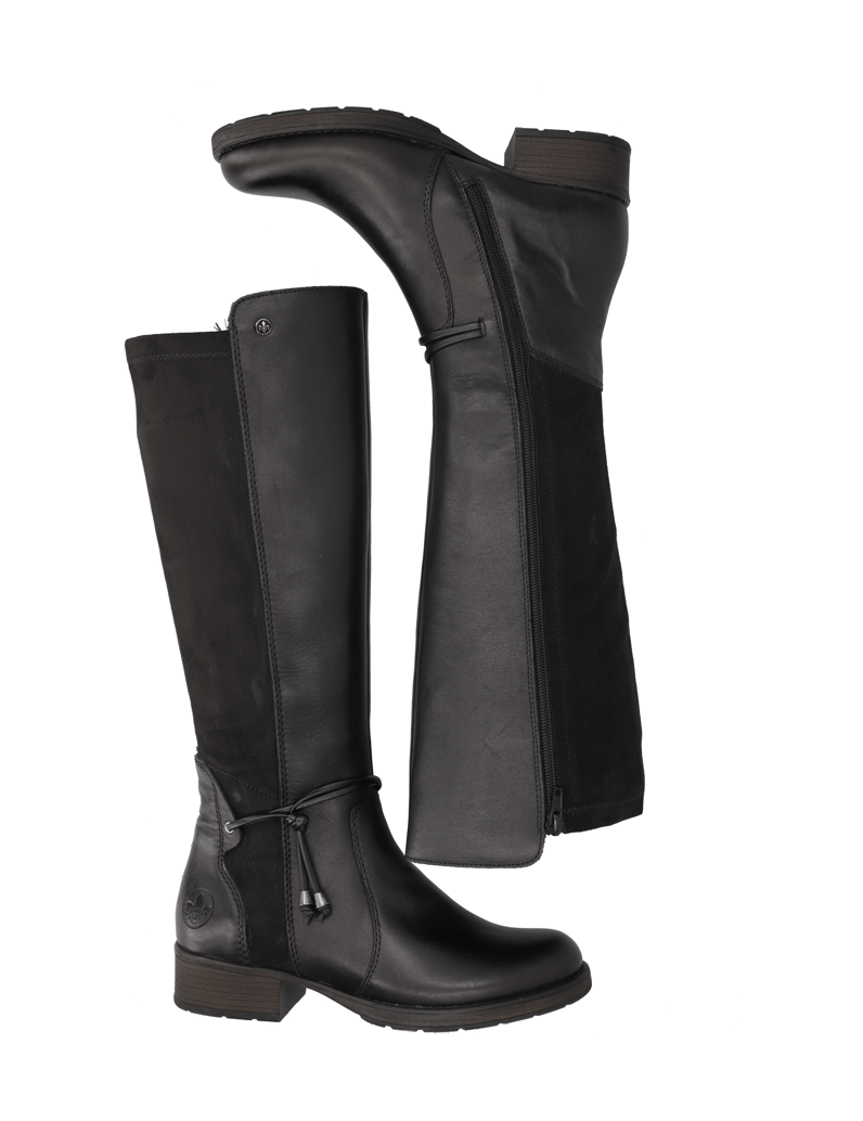 Rieker-kombinace-kůže-kozačky-černá