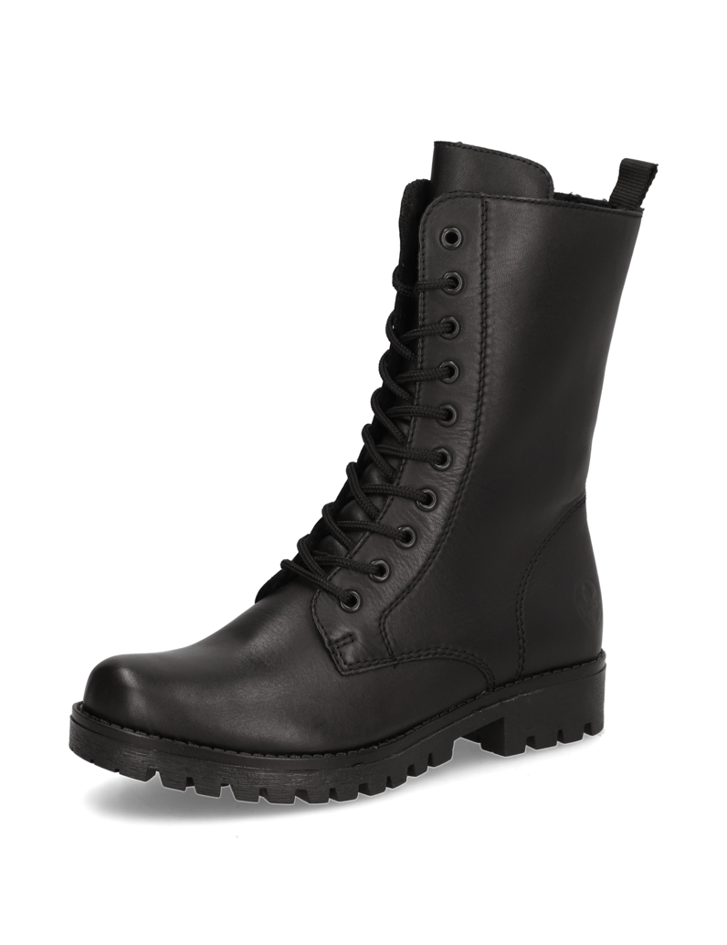 Rieker-hladká-kůže-kozačky-černá