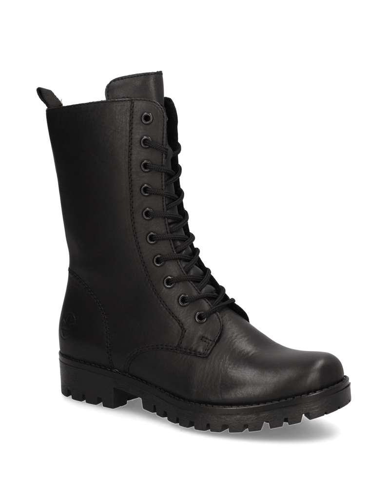 Rieker-hladká-kůže-kozačky-černá