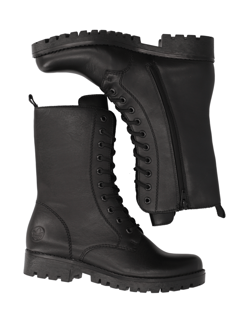 Rieker-hladká-kůže-kozačky-černá