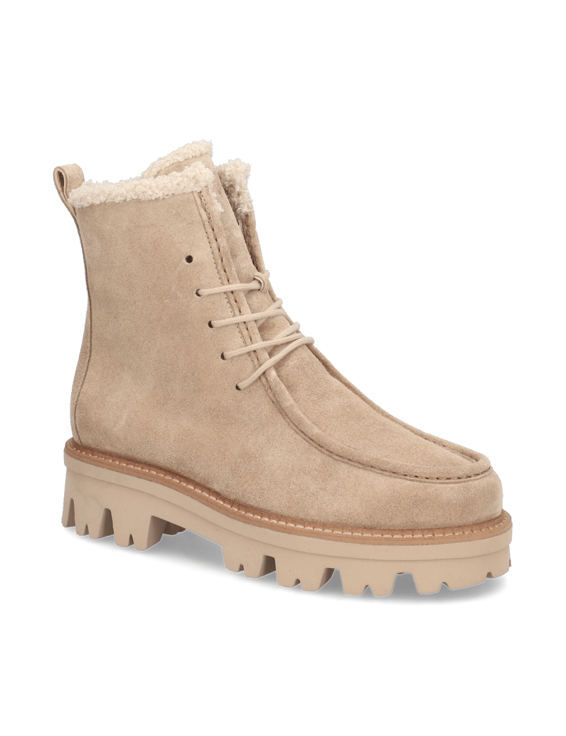 PAUL-GREEN-Veloursleder-Schnürboot-beige