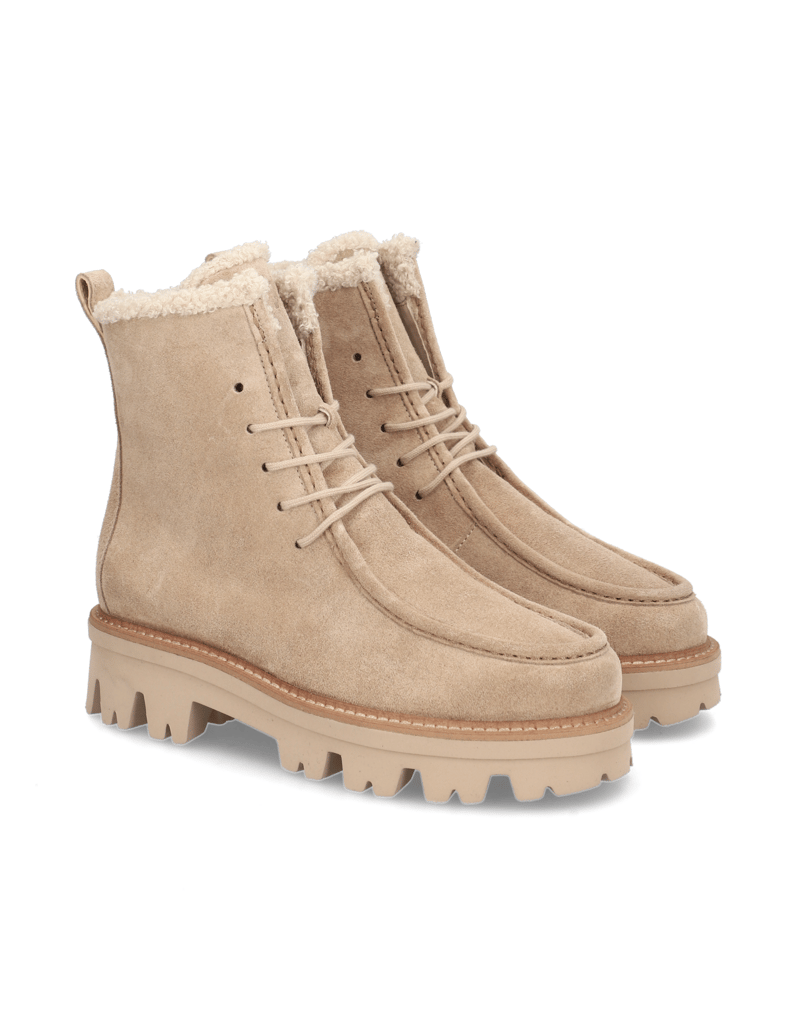 PAUL-GREEN-Veloursleder-Schnürboot-beige
