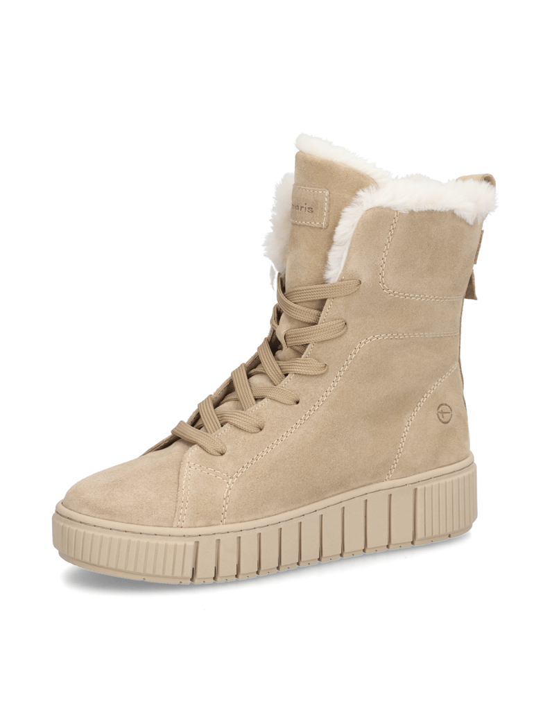 TAMARIS-velur-šněrovací-kotníčkové-boty-béžová