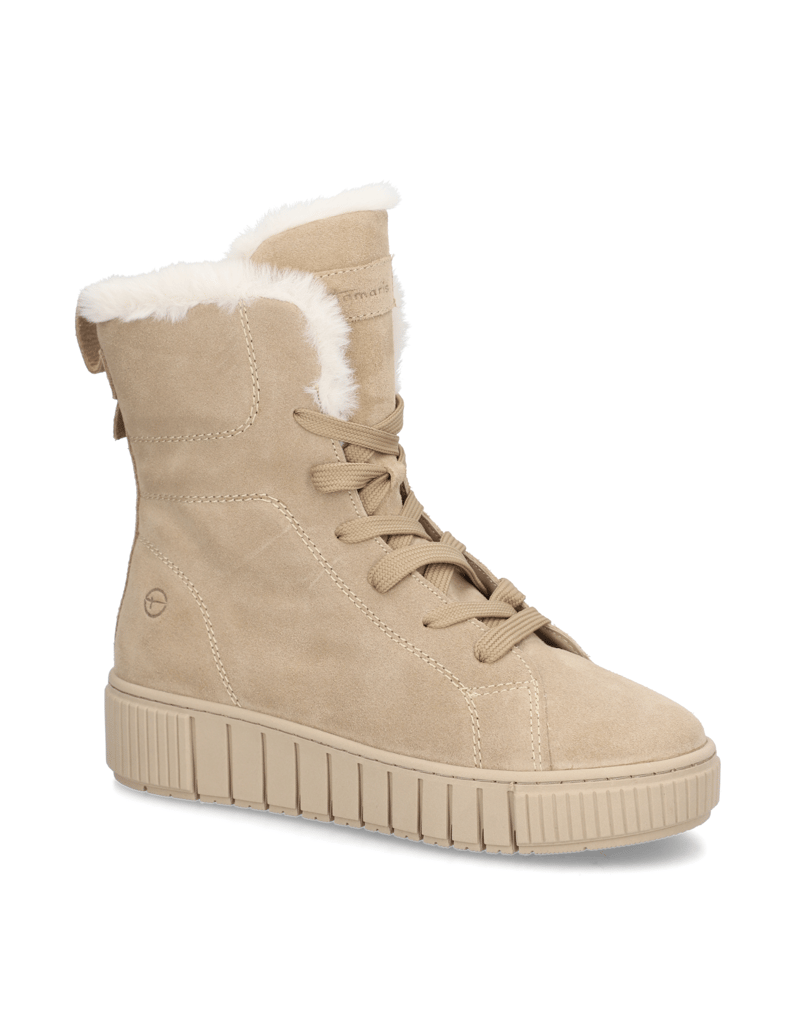 TAMARIS-velur-šněrovací-kotníčkové-boty-béžová