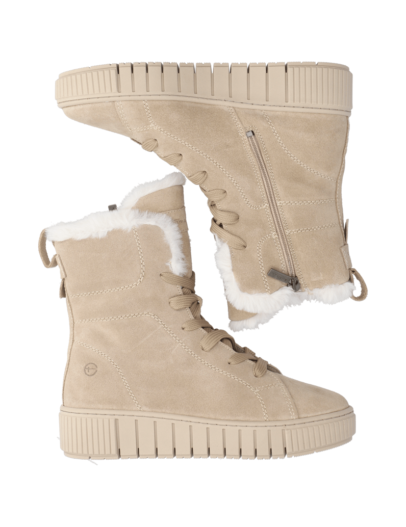 TAMARIS-velur-šněrovací-kotníčkové-boty-béžová