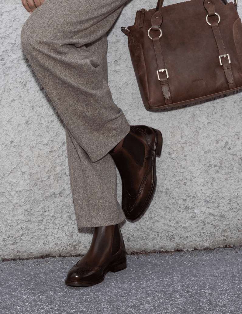 Pat-Calvin-hladká-koža-chelsea-boots-hnedá