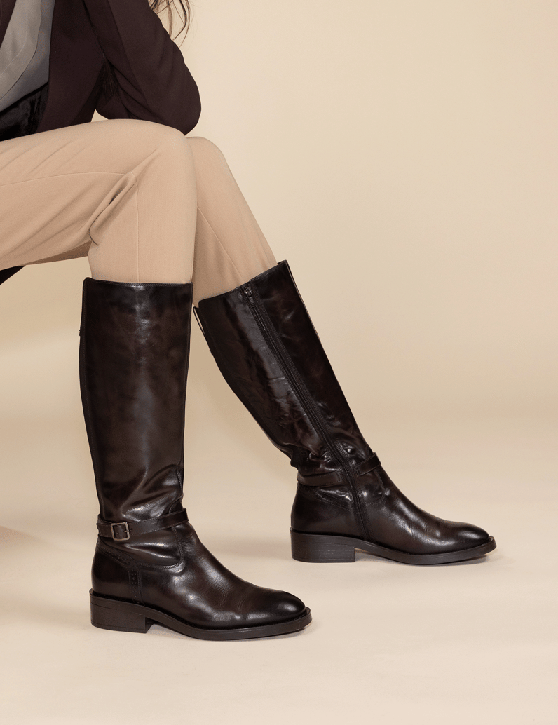 Pat-Calvin-hladká-koža-čižmy-hnedá