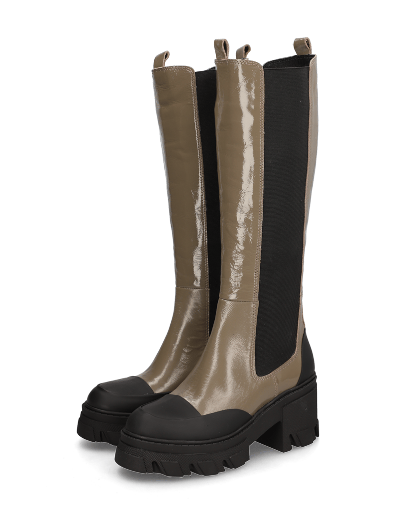 Kate-Gray-Lackleder-Stiefel-oliv