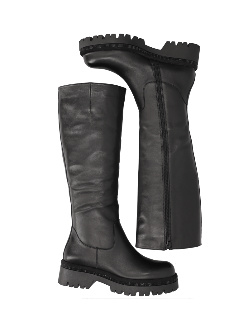 Kate-Gray-hladká-kůže-kozačky-černá