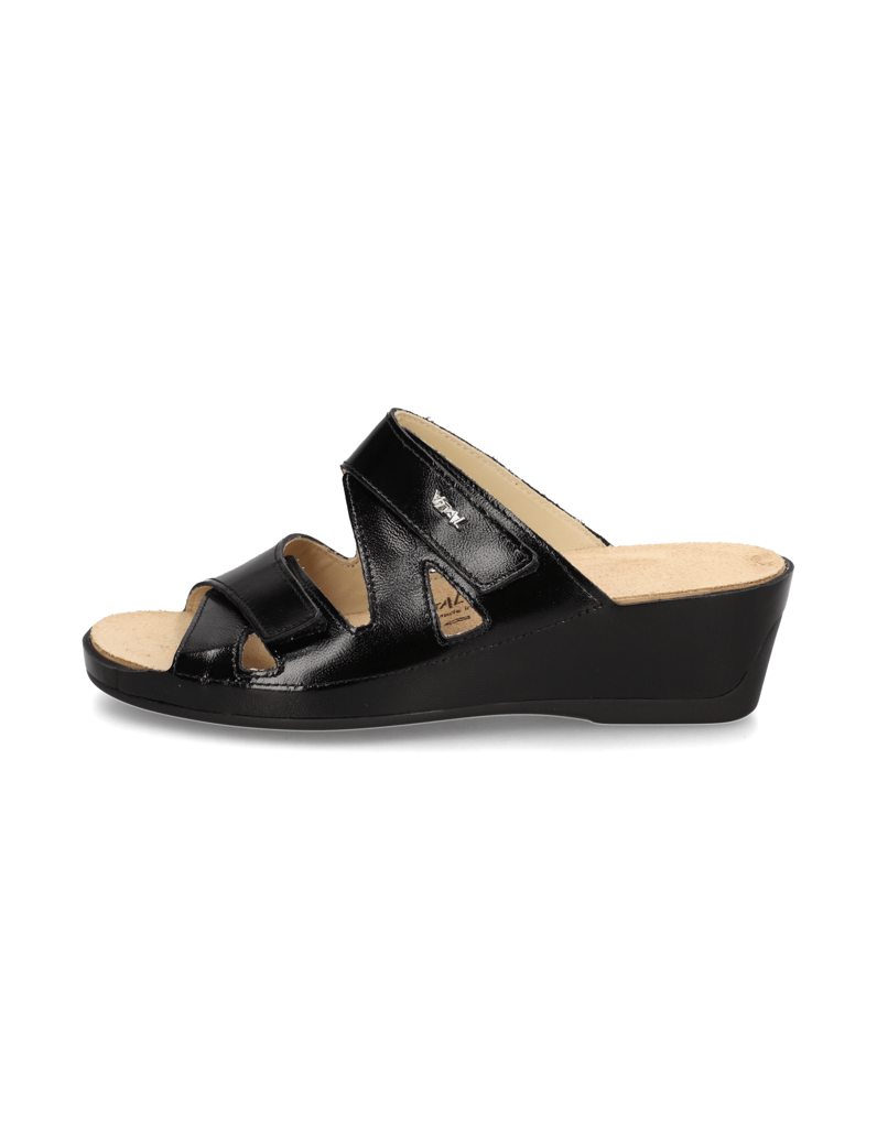 Vital-Lackleder-Pantoffel-schwarz