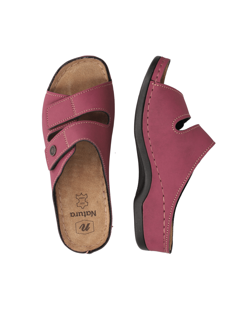 Natura-imitacija-usnja-hišni-copati-rdeča