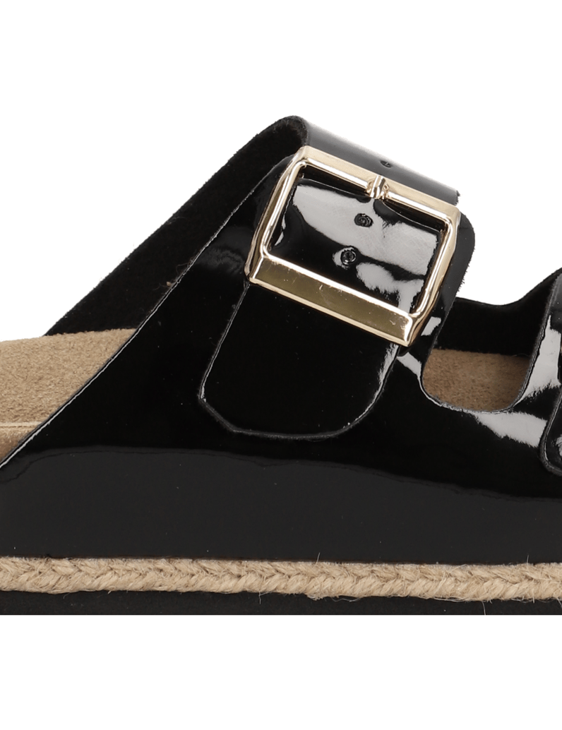 Natura-Synthetik-Lack-Hausschuh-schwarz