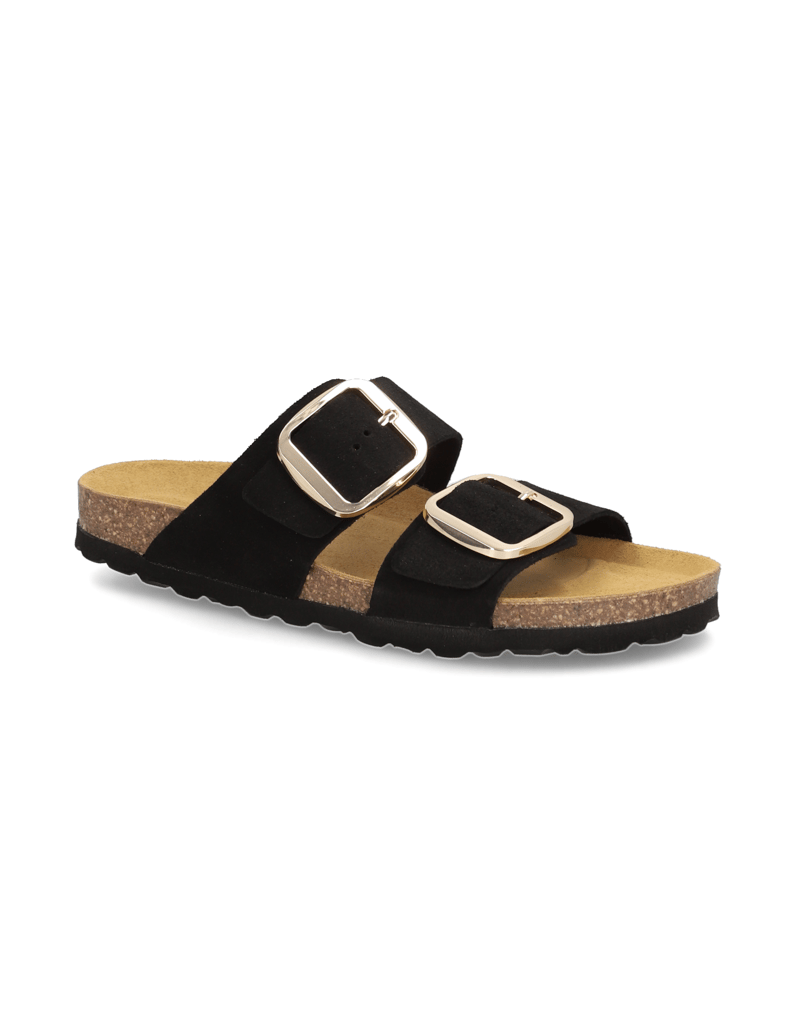 Natura-Veloursleder-Pantoffel-schwarz