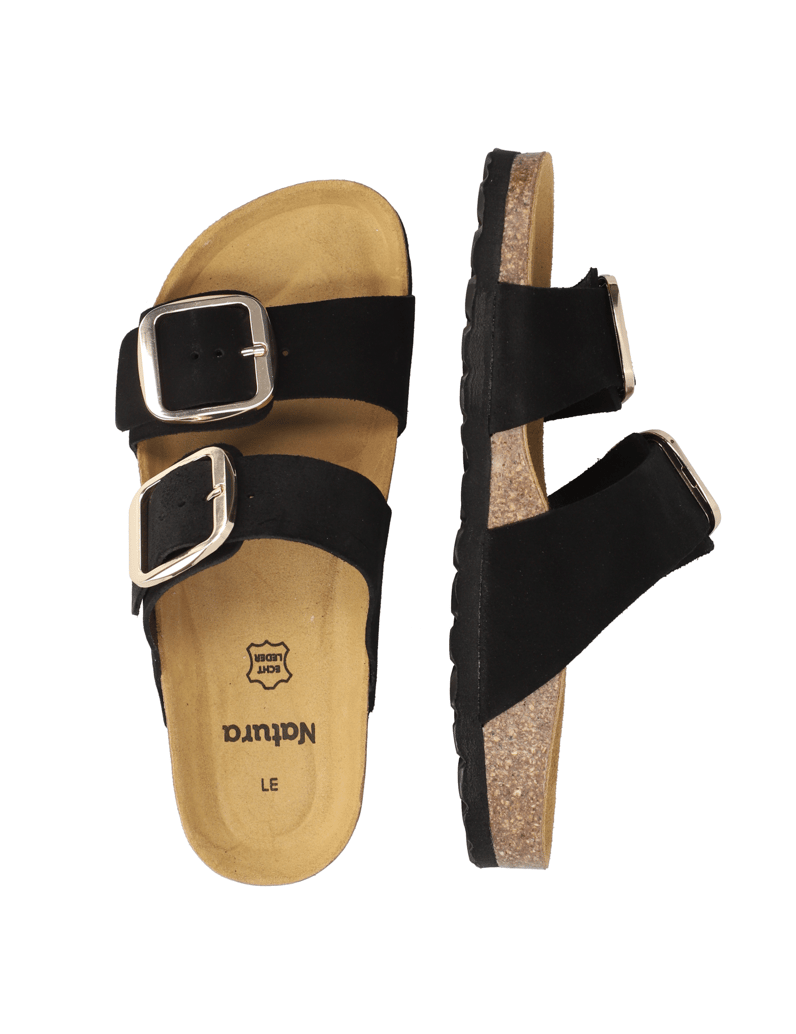 Natura-Veloursleder-Pantoffel-schwarz