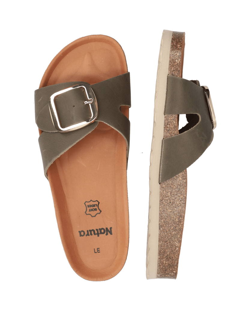 Natura-hladká-kůže-pantofle-zelená