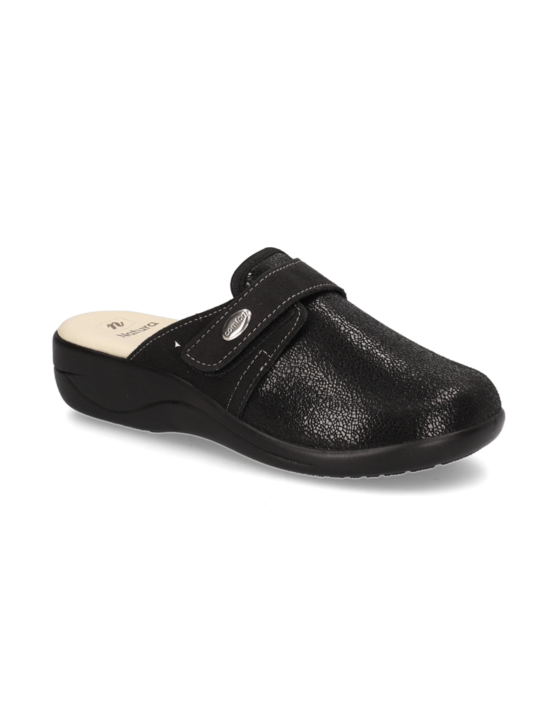 Natura-imitacija-usnja-hišni-copati-črna