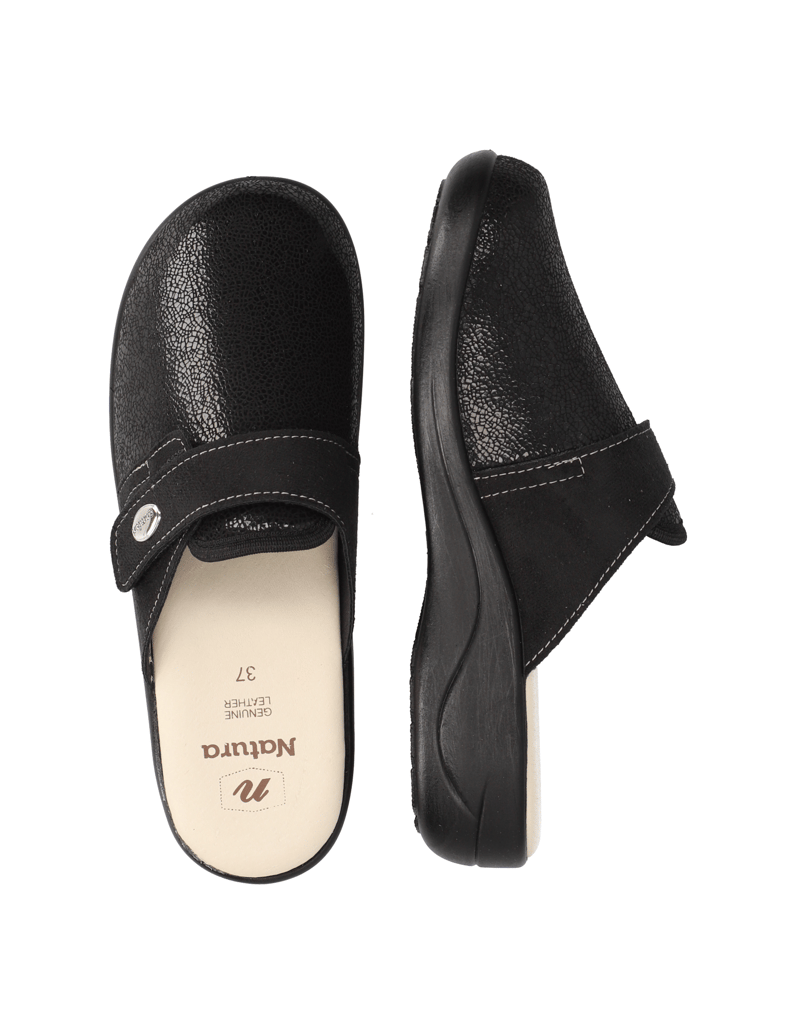 Natura-imitacija-usnja-hišni-copati-črna