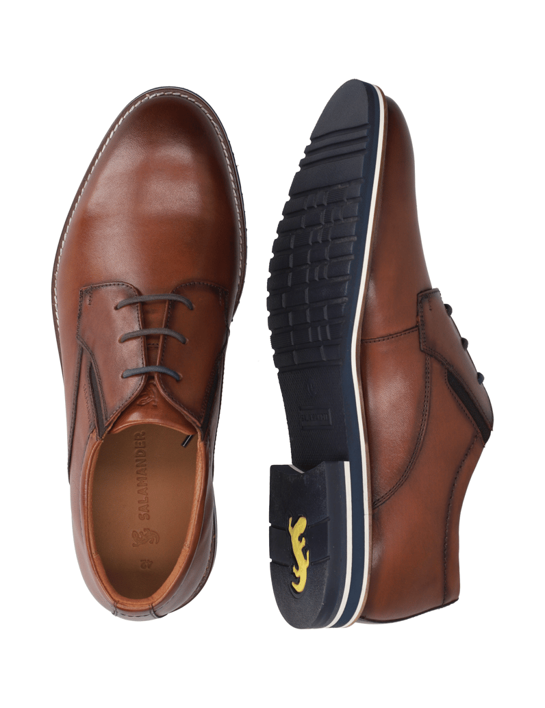 Salamander-gladko-usnje-čevlji-na-vezalke-črna