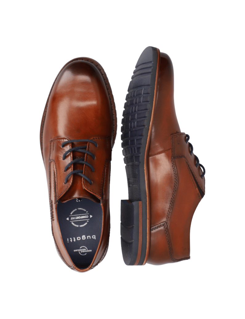 BUGATTI-čevlji-na-vezalke-konjak