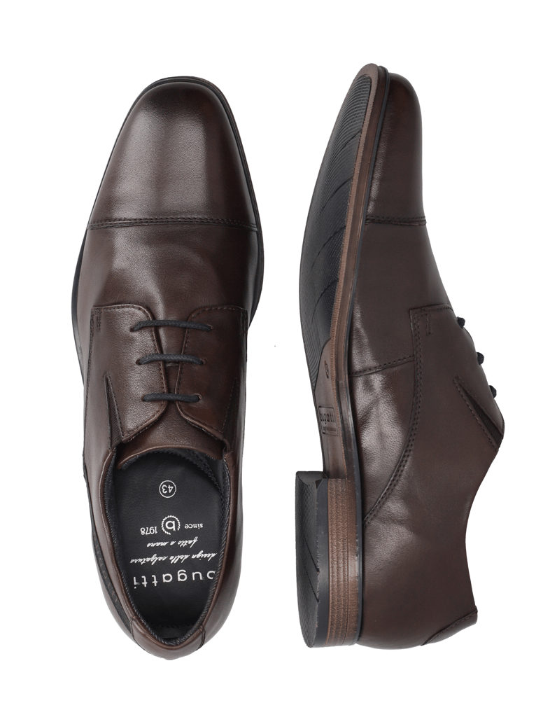 BUGATTI-Glattleder-Schnürer-elegant-braun