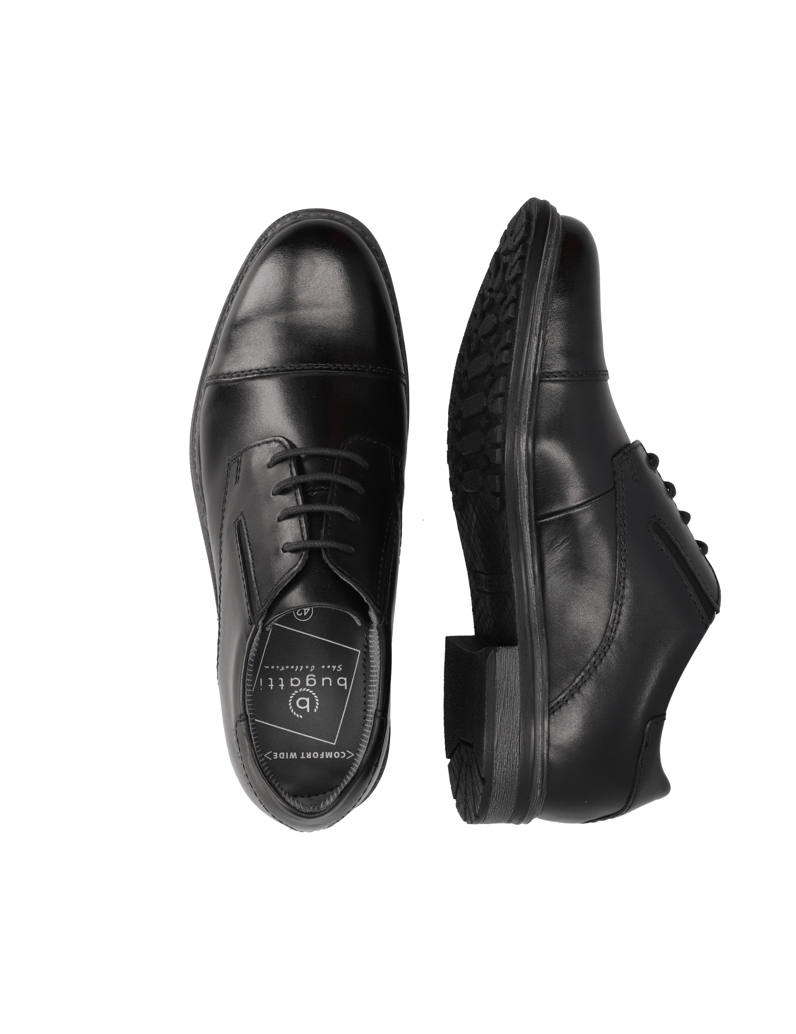 BUGATTI-gladko-usnje-čevlji-na-vezalke-črna