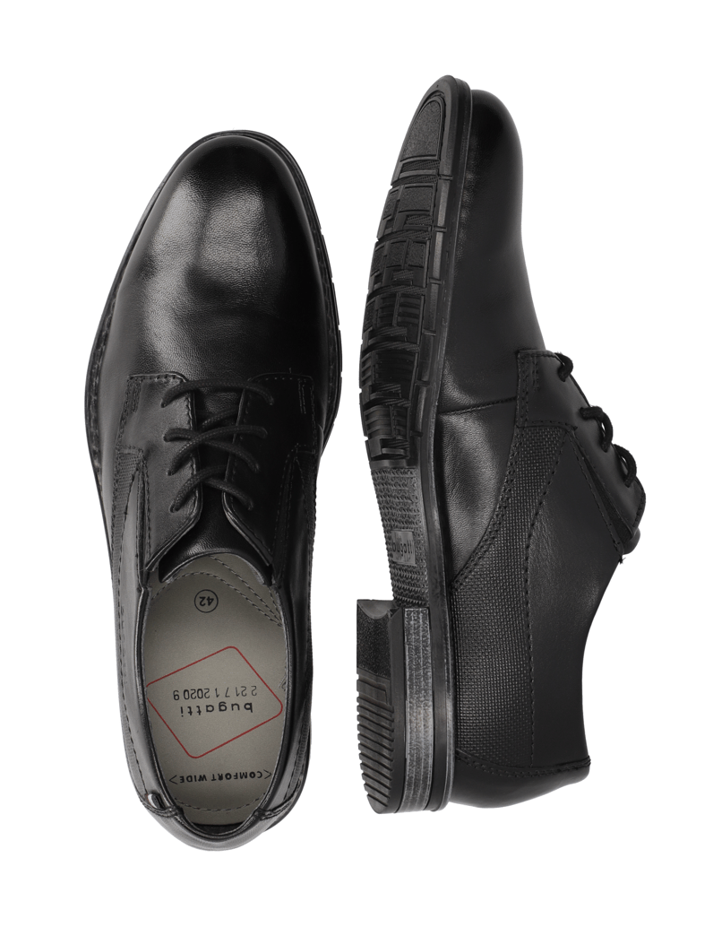 BUGATTI-hladká-koža-elegantná-šnurovacia-obuv-čierna