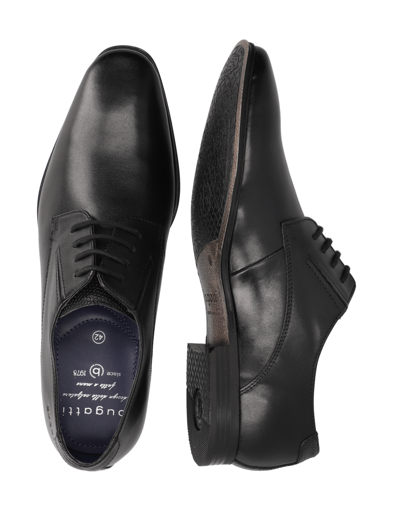 BUGATTI-Glattleder-Schnürer-elegant-schwarz