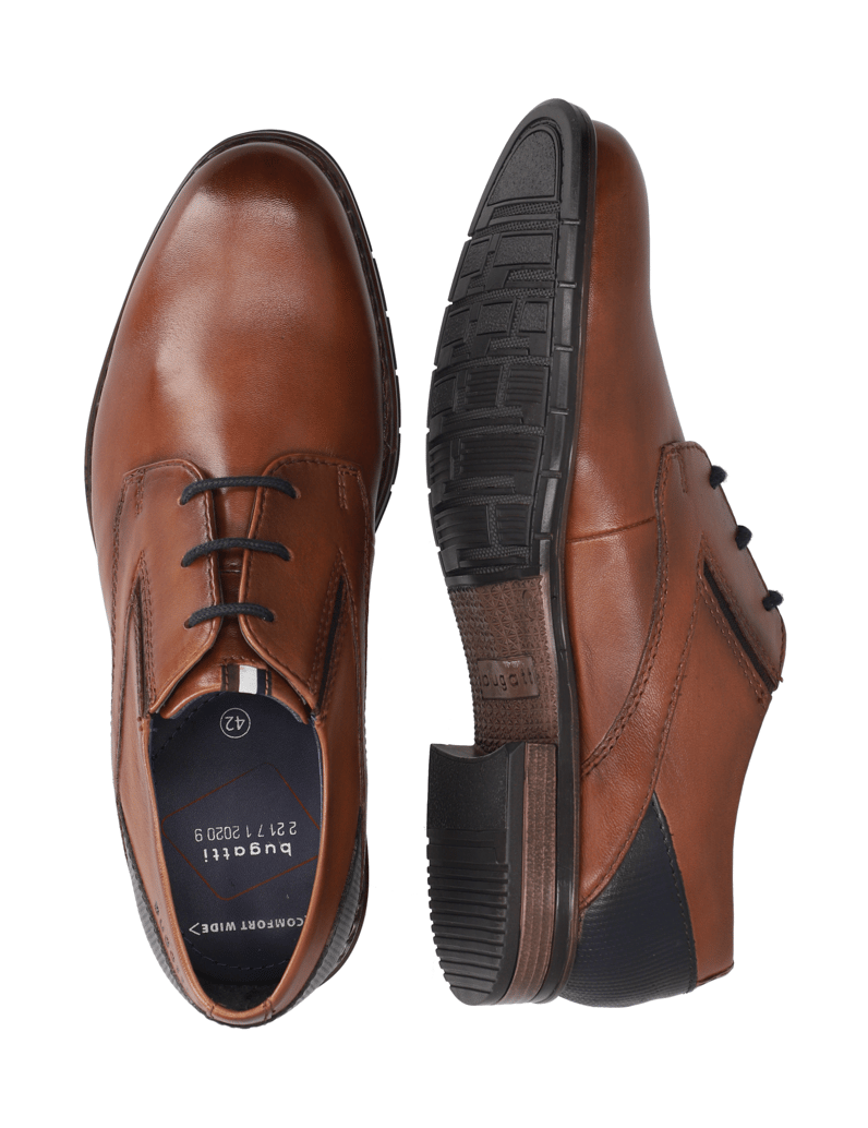 BUGATTI-čevlji-na-vezalke-konjak