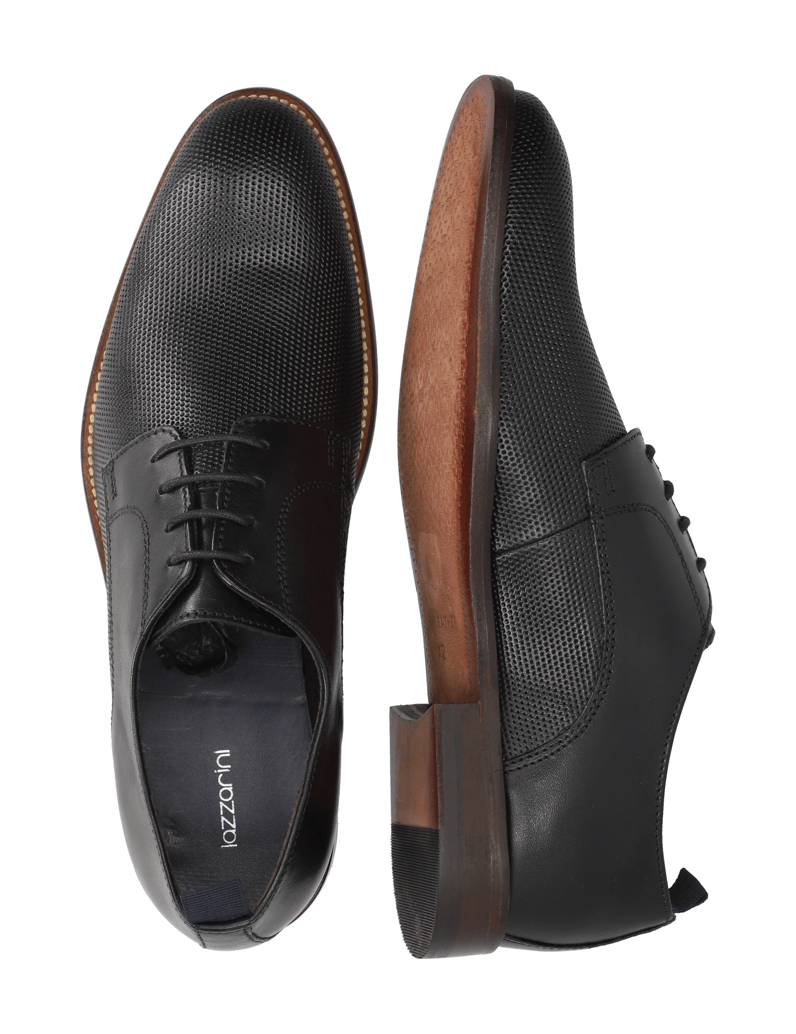 Lazzarini-gladko-usnje-čevlji-na-vezalke-črna