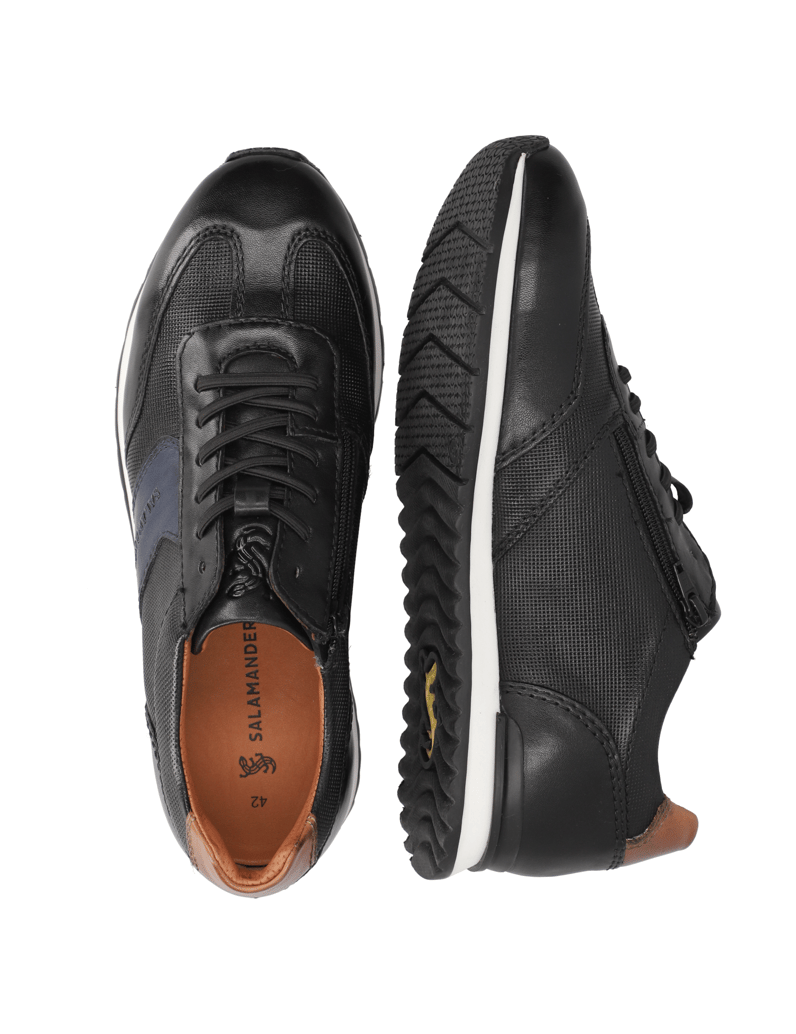 Salamander-gladko-usnje-športni-čevlji-na-vezalke-črna
