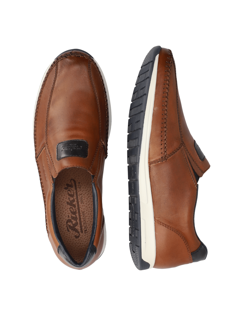 Rieker-Glattleder-Slipper-sportiv-cognac