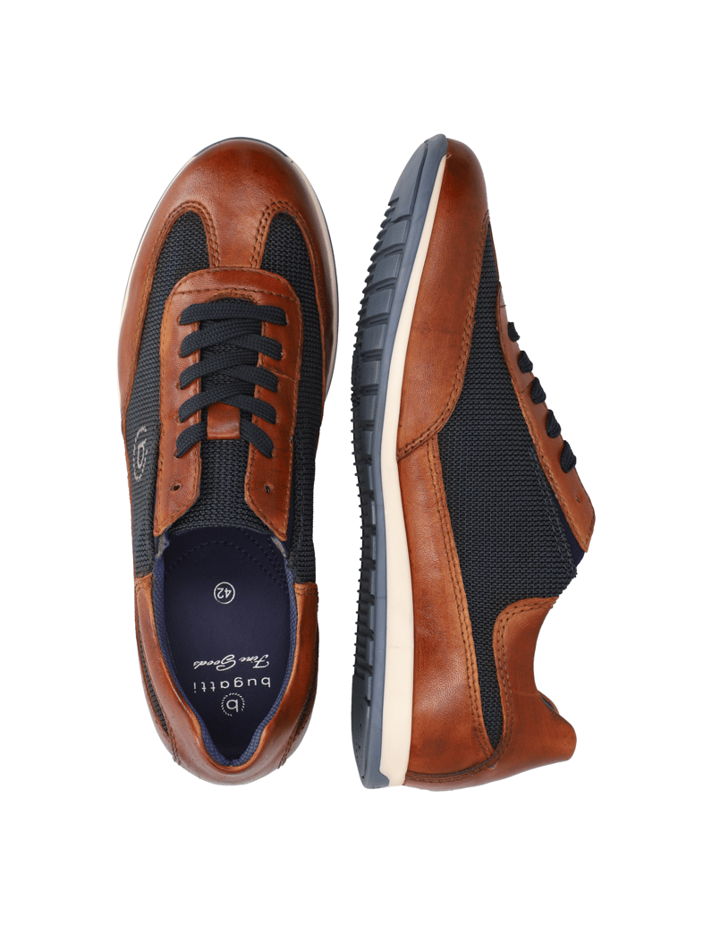 BUGATTI-Lederkombination-Schnürer-sportiv-cognac