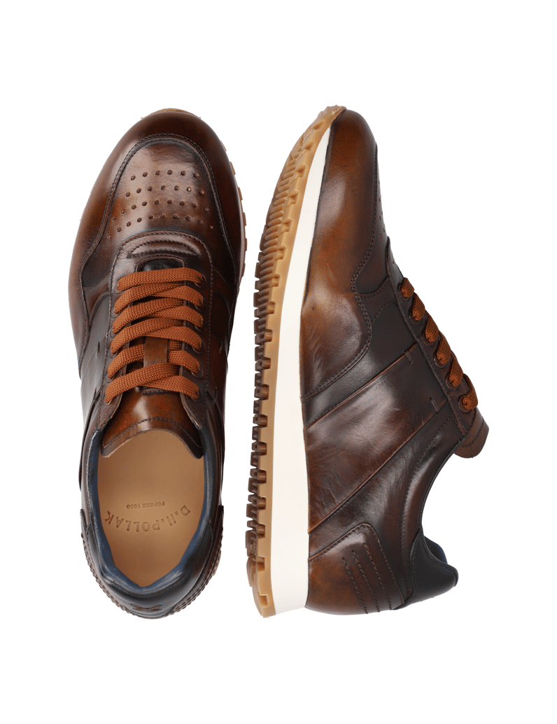 D.H.Pollak-Glattleder-Schnürer-sportiv-braun