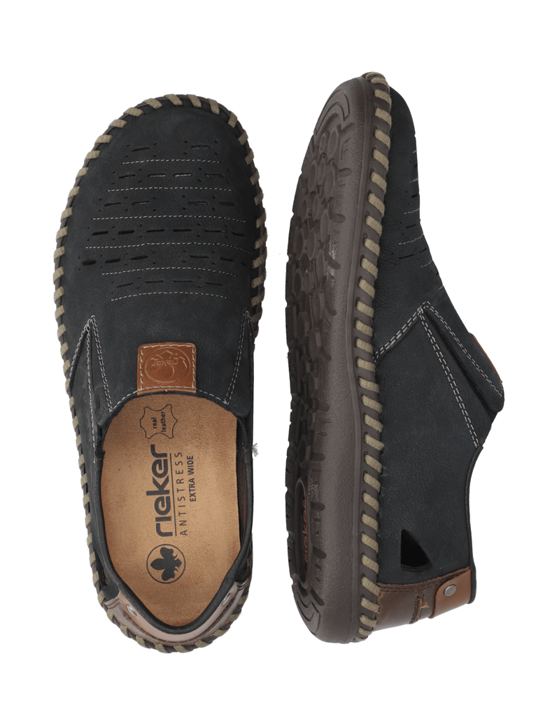 Rieker-hladká-kůže-sportovní-nazouvací-bot-modrá