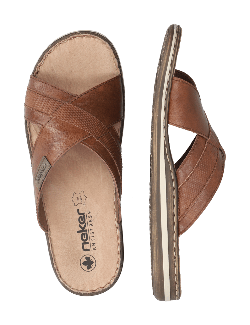 Rieker-Glattleder-Pantoffel-braun