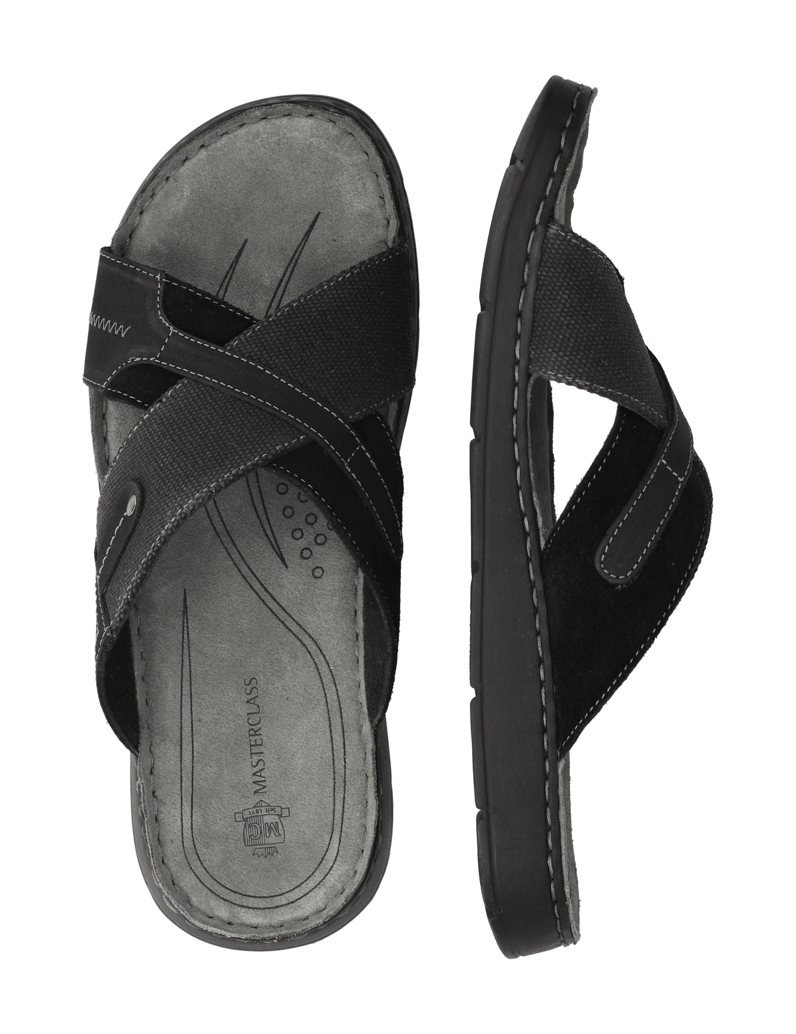 Master-Class-kombinace-kůže-pantofle-černá