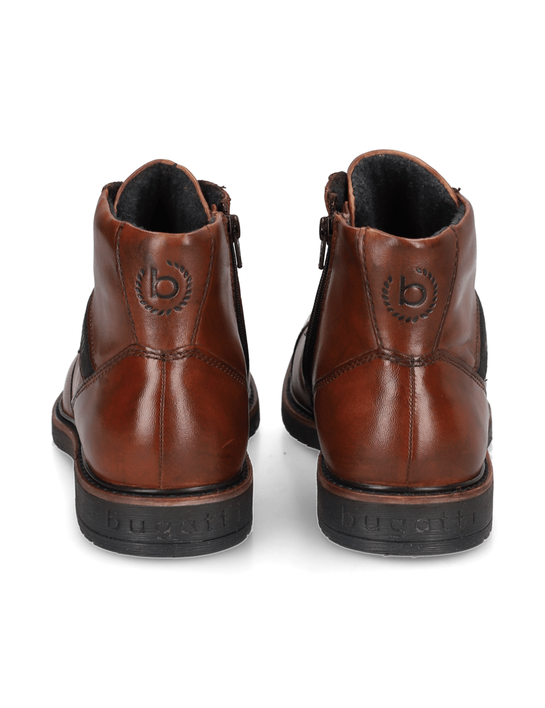 BUGATTI-hladká-koža-členková-obuv-hnedá