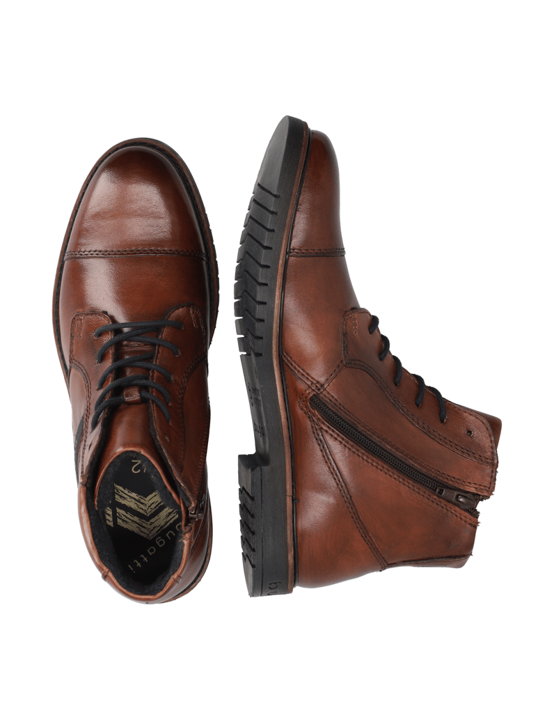 BUGATTI-hladká-koža-členková-obuv-hnedá