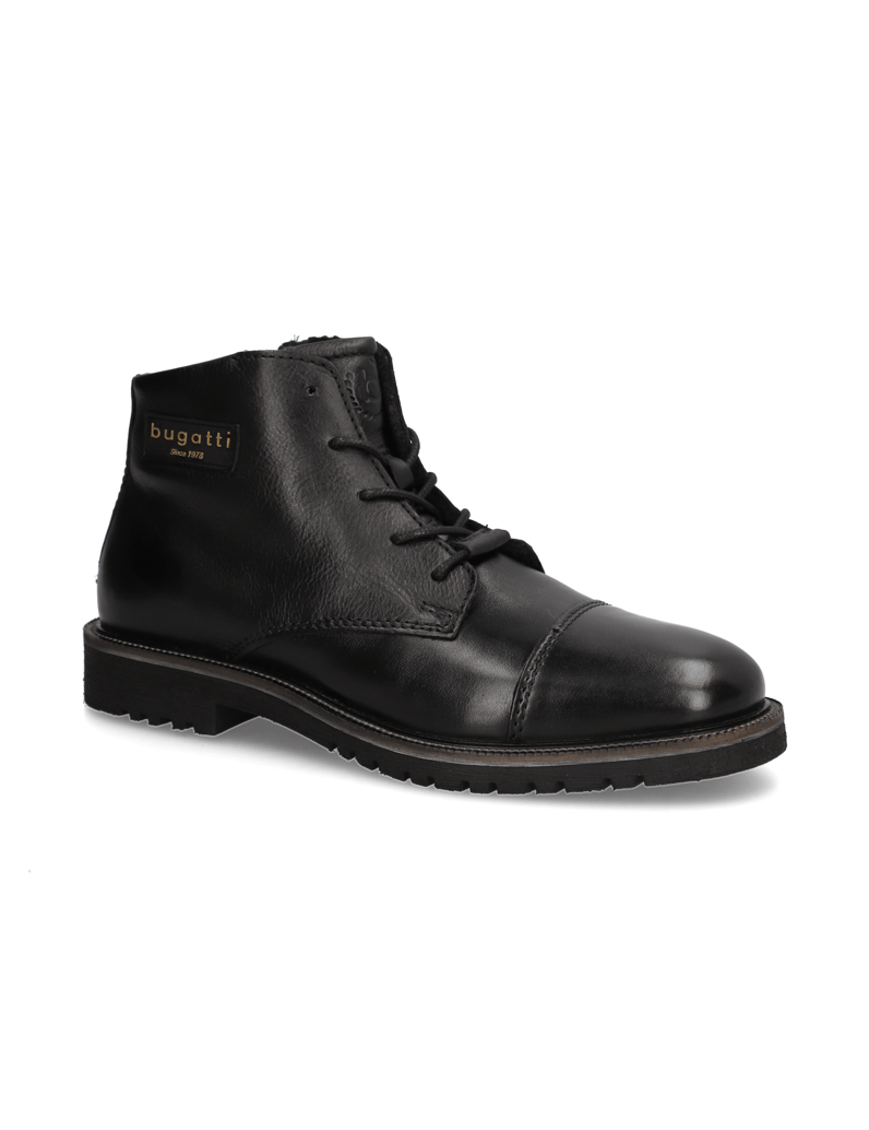 BUGATTI-hladká-kůže-šněrovací-polokozačky-černá