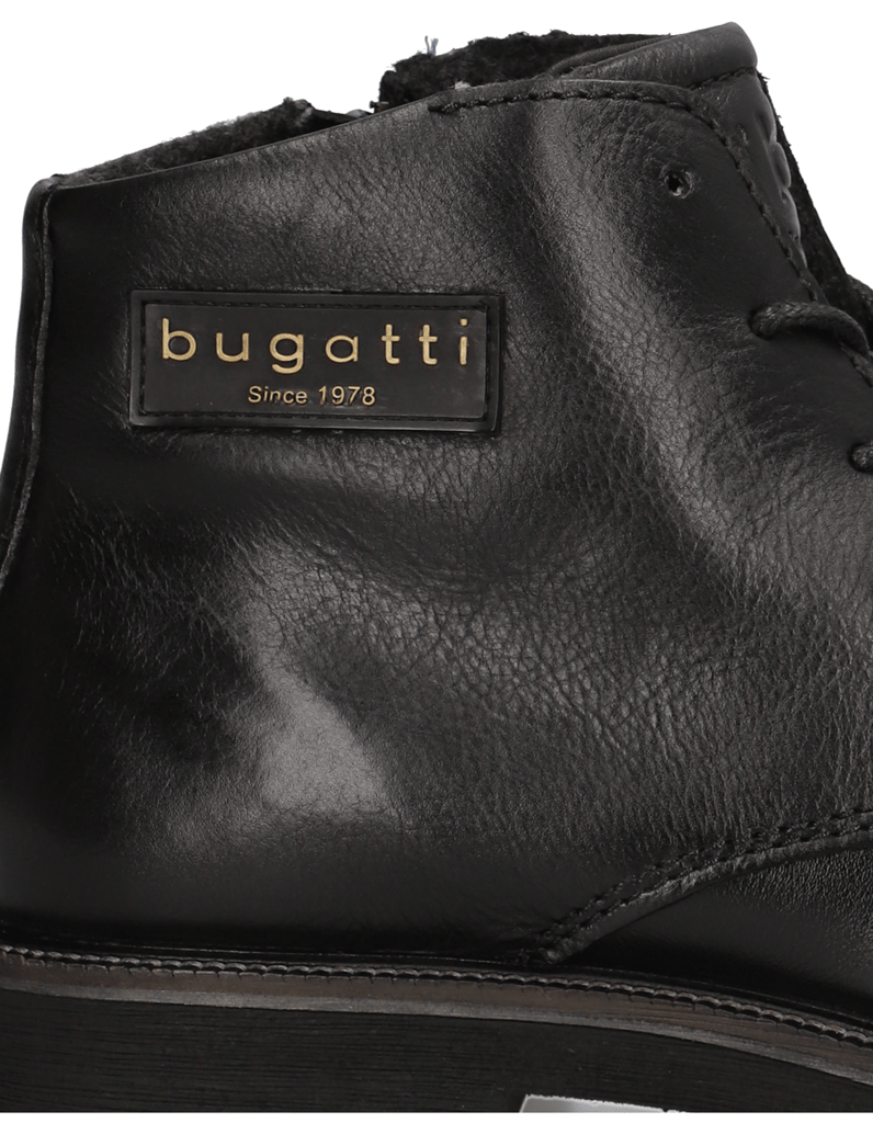 BUGATTI-hladká-kůže-šněrovací-polokozačky-černá