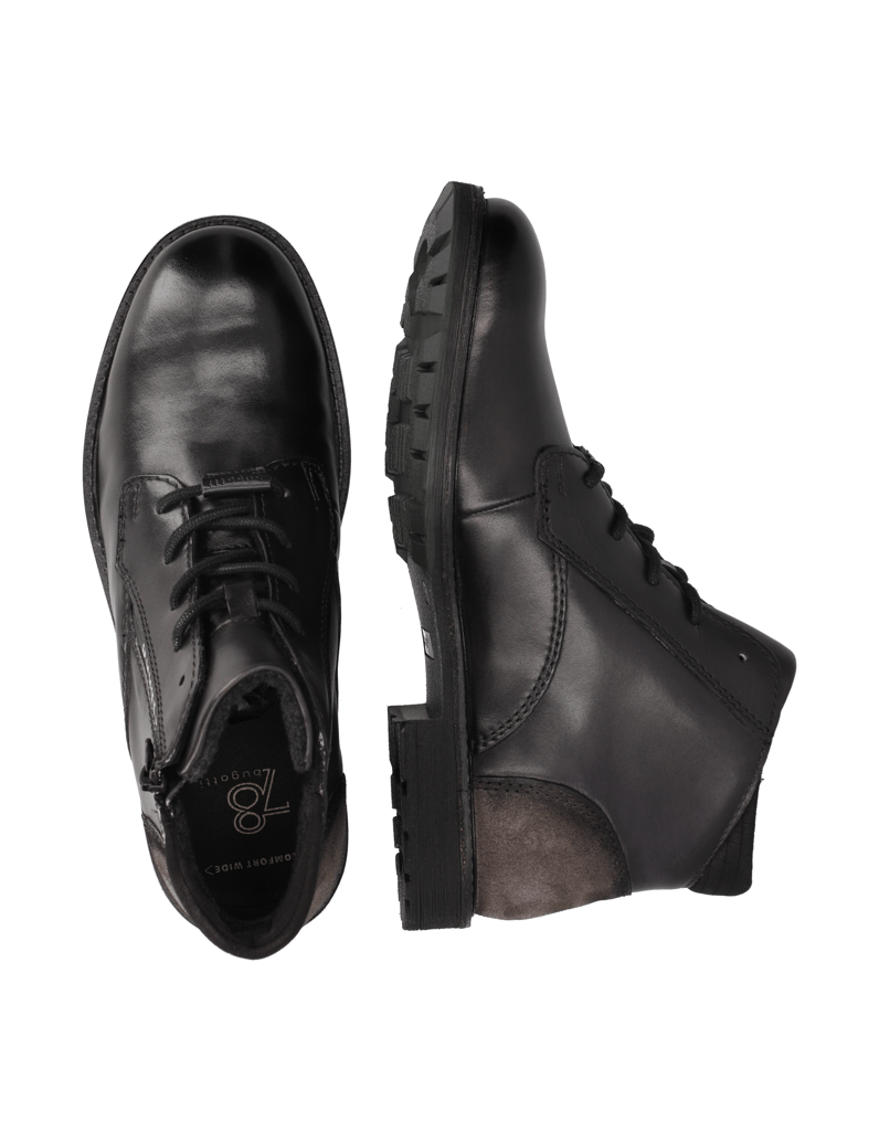 BUGATTI-hladká-kůže-šněrovací-polokozačky-černá