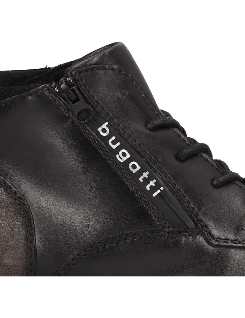 BUGATTI-hladká-kůže-šněrovací-polokozačky-černá