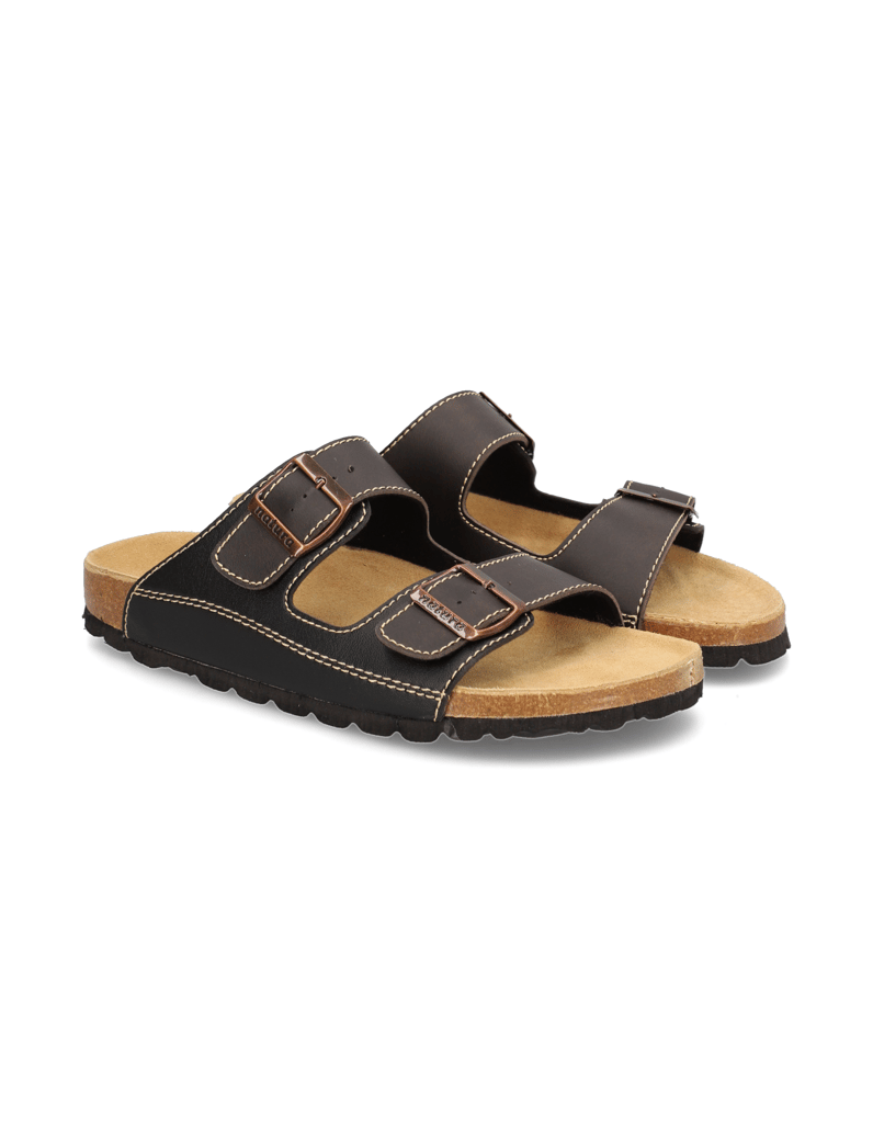 Natura-Hausschuh-braun-kombiniert