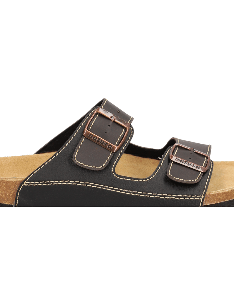 Natura-Hausschuh-braun-kombiniert